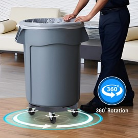 W B D WEIBIDA Upgraded Trash Can Roller Base Adjustable 15-19 Inch Round Dolly with 3” Wheels Heavy Duty 480 lbs Barrel Dolly Multi Functional Drum Dolly Large Bucket Dolly