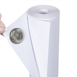 Hersvin Shelf Liners 12 in x 20 ft Self-Adhesive EVA Drawer Mats, Cupboard Protector, Kitchen Cabinet Lining Fridge Liner (White Flat Dot, 30.5x610cm)