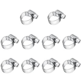 Leryati 10 Pcs Hose Clips 6-12mm, Leryati Small Hose Pipe Clips Clamps, 304 Stainless Steel Hose Screws Clips Worm Drive Pipe Clamps Clip for Workholding Devices Tube Pipe Clamps