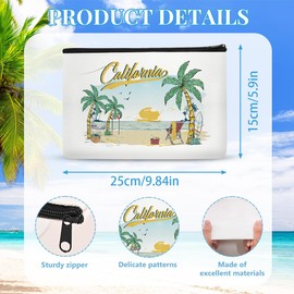 SEAOYOZO 6Pcs California Makeup Bag Gifts for Women California Themed Souvenirs, Travel Vacation Gift Cosmetic Zipper Bag for Her Teacher Mom Sister Friends