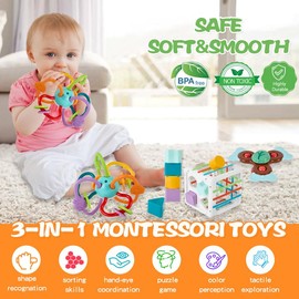 Montessori and Strong Suction Cup Fidget Spinnerz Sensory Bath Toys for 6-36 Months Baby Shape Sorter