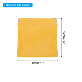 PATIKIL Pocket Cosmetic Bag, 6Pcs 5x5 Waterproof Mini PU Leather Makeup Bag for Women Travel Toiletry Bag Coin Pouch No Zipper Self-Closing Portable Squeeze Makeup Pouch, Yellow