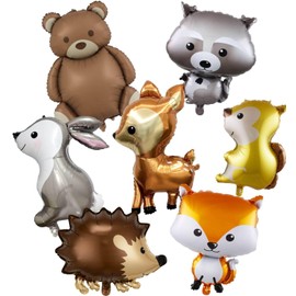 Yullymerry Animal Balloons Set Animals Cartoon Aluminum Birthday Decorations (Set of 7)