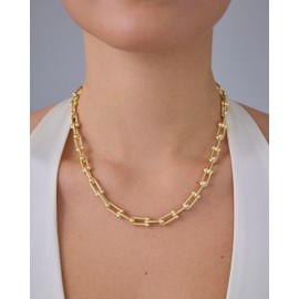 PAVOI 14K Gold Plated Paperclip Chain Link Necklace for Women | Adjustable Trendy Chain Necklace, Yellow Gold, No Gemstone