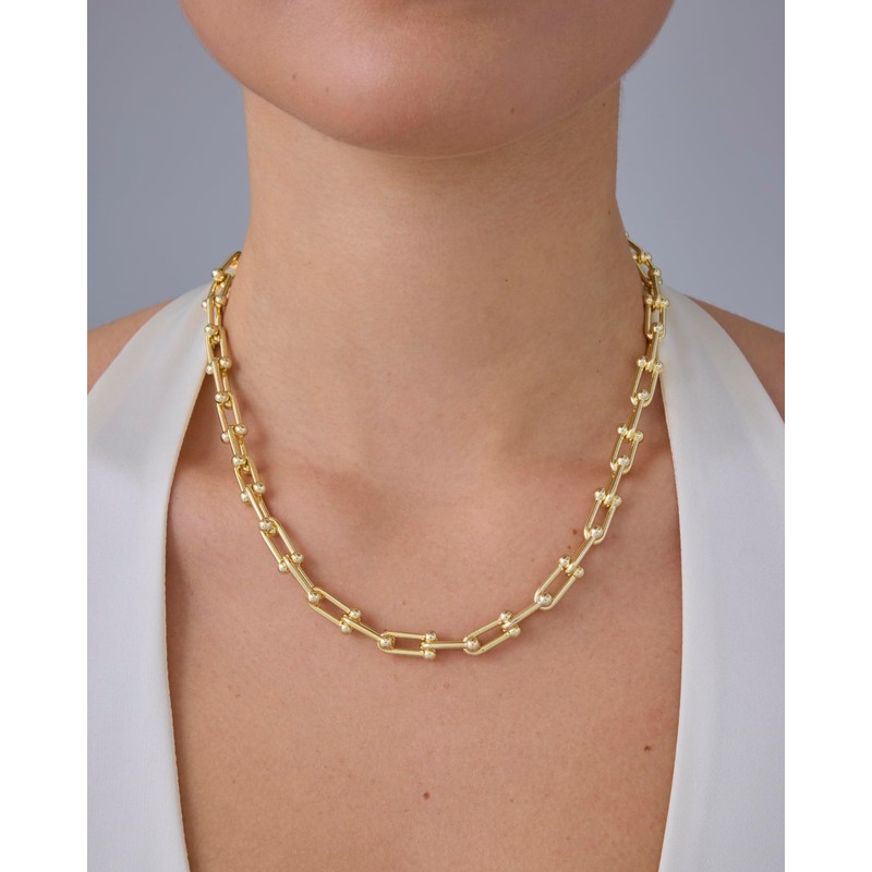 PAVOI 14K Gold Plated Paperclip Chain Link Necklace for Women