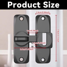 GIONAR Black gate Lock, Sliding Door Lock - 90/180 Degree Flip Latch for Barn, Bathroom & More - Secure & Durable Sliding Door Latch, Gate Lock (Black)