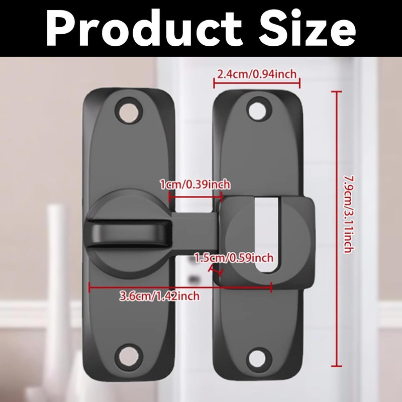 GIONAR Black gate Lock, Sliding Door Lock - 90/180 Degree