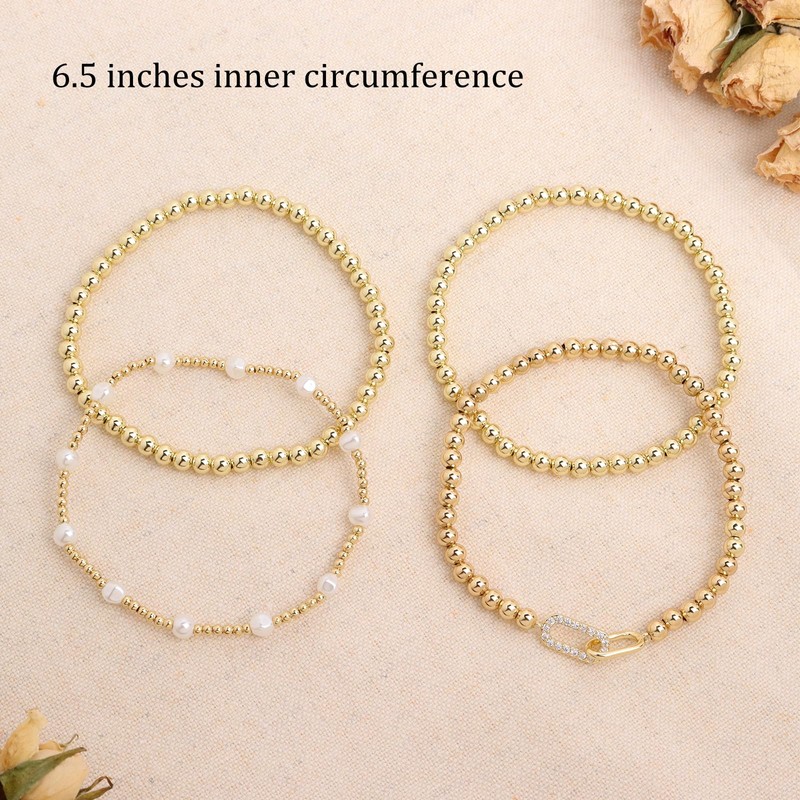 Tyebiva Gold Bracelets Stack Set for Women, Summer Trendy 4Pcs
