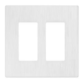LIDER Brushed Finish Decorator Switch Cover, Screwless Wall Plate, Mid-Size 2-Gang 4.88" x 4.92", Unbreakable Polycarbonate Thermoplastic, UL Listed, LSWP-32M-BW, Brushed White