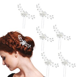 6 Pieces Bridal Hair Comb Wedding Hair Pins Pearl Rhinestones Headpiece Bride Hair Accessories Flower Crystal Wedding Headpiece, Hair Accessories for Brides Bridesmaids Flower Girls Silver