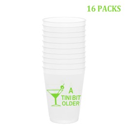 Aisosiks A Tini Bit Older Cups for Martini Birthday Decorations, Martini Bachelorette Party Decor, A Tini Bit Older Bithday Decorations (16 Count, 16 Oz.)