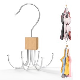Tank Top Hanger,Rotatable Bra Hanger,Max 18 Storage Capacity Sports Bra Hangers,Space Saving Hangers for Dorm,Closet Organizers and Storage,Closet Organizer for Belt,Scarf, Purse,Wood