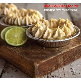 Aluminum Foil Mini Pie Pans - Disposable Small Pie Tins for Bakeries, Cafes, Restaurants - Durable Mini Tart Pans for Pie, Fruit Tarts, Quiche (Size: 4 Inch,9/10" Deep) (50)