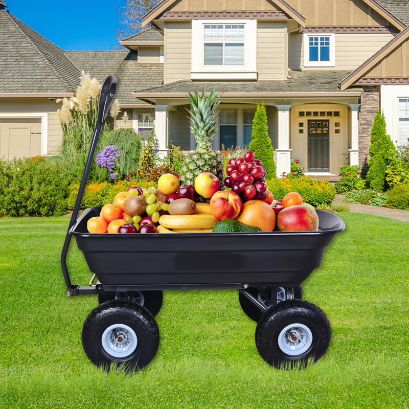 AAIN Heavy Duty Garden Cart with 10" Pneumatic Plastic Tires,
