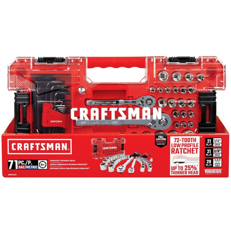 CRAFTSMAN Versastack Mechanics Tool Set, 1/4 and 3/8 Inch Drive,