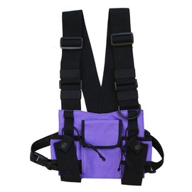 Yalatan Chest Rig Bag, Tactical Chest Pocket, Radio Walkie Talkie Chest Pocket, Men's, Hip Hop Streetwear Pocket Pack Backpack, Functional Belt Pockets, Harness Chest Rig Pocket, purple