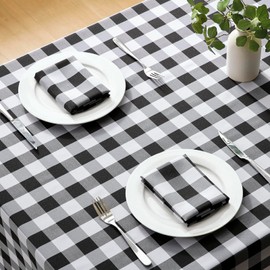 Veblandy - Mantel rectangular a cuadros, impermeable, lavable, a cuadros, sin arrugas, para cocina, comedor y picnic al aire última intervensión, 52 x 70 pulgadas, negro y blanco