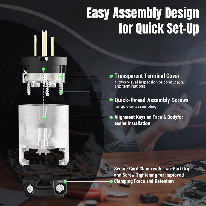 Yomiuwo Lighted Plug and Connector Set, Straight Blade Cord End