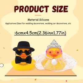 Saituo Home Pack of 2 Squeaky Duck Ornaments Bath Duck Gazrock Rubber Duck Lucky Charm Wedding Gifts for Bride and Groom Figurines Decoration Wedding Gift Wedding Bride and Groom