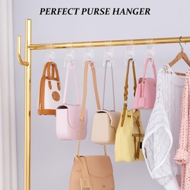 BOCONY Purse Hanger for Closet 6 Pcs, Acrylic Purse Organizer Hooks, Handbags Hanging Holder for Bag Scarf Belt, Clear