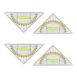 Set Square with Handle, 16 cm Set Square Made of Plastic, Transparent, Flexible for Drawing Circles, for Office, Designers, Students, Painting