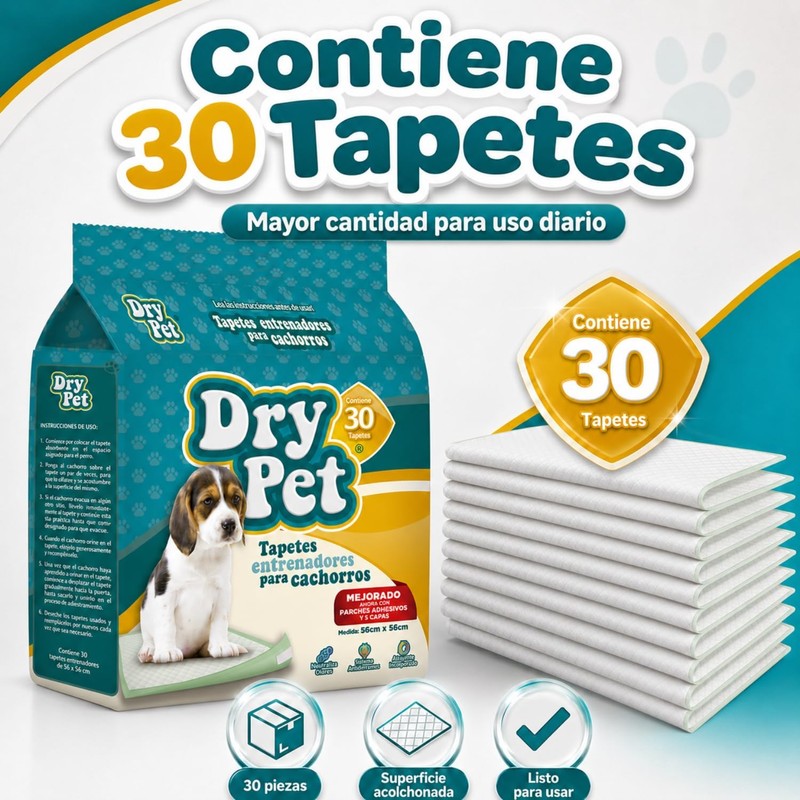 Dry Pet Tapete Entrenador para Perro de 30 Piezas