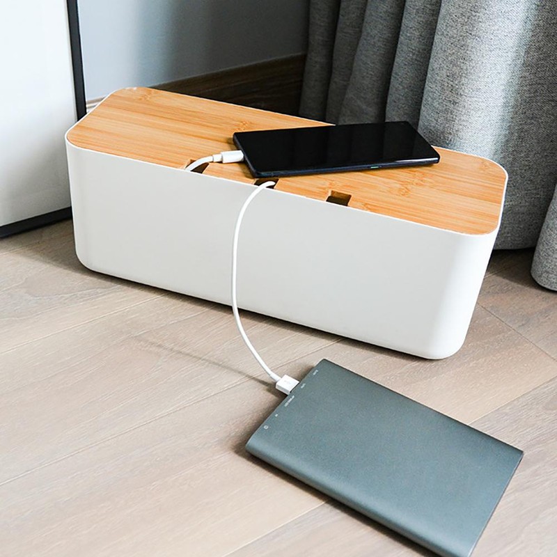 Cable Management Box Cord Organizer Box Hides Power Strips Behind