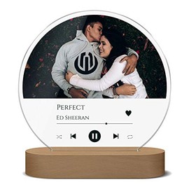 LED Night Light in Song Cover Design with Photo and Song Title, Artist or Name, White LED Lighting (Dimmable), Gift Idea for Christmas