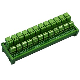 Electronics-Salon DIN Rail Mount Pluggable 12x2 Position 10A / 300V Screw Terminal Block Distribution Module. (Top Wire Connects)