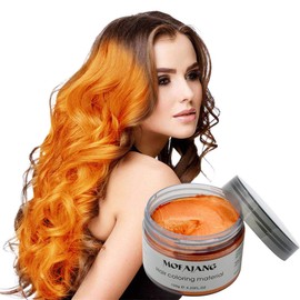 Hair Wax Dye Styling Cream Mud, Instant Hair Coloring Dye Wax,Washable Temporary Hairstyle Cream 4.23 oz, Hair Pomades, Natural Hairstyle Wax for Men and Women Party Cosplay (Orange)
