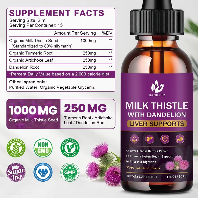 Milk Thistle Supplement for Liver Cleanse Detox & Repair, Liver