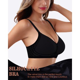 As Fairy Women's Underwired Push Up Bra Full Coverage Seamless Bras with Support Regular and Plus Size, black