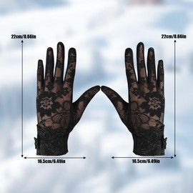 Tidyworm Women's Lace Gloves, UV Protection, Thin, Cool Feel, Summer Gloves, Anti-UV, Anti-Slip, Smartphone Compatible, Sunscreen, Weddings, Driving, Bicycle, D Black