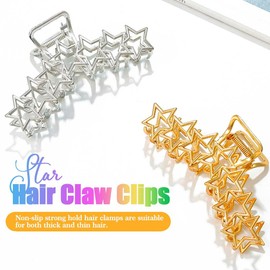 CASDRE Star Hair Claw Clips Metal Medium Hair Clips for Women (Pack of 2)