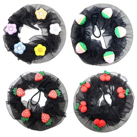 4Pcs Bun Hair Nets Dance Elastic Hairnets Ballet Hair Nets for Bun Hair Bun Net Set Elastic Edge Mesh Invisible Ballet Hair Net for Women Girls