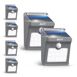 JEJOT 6 Pack Solar Motion Lights Outdoor Waterproof,270° Wide Angle,3 Modes Solar Wall Lights, Anti Glare Solar Powered Flood Lights for Fence Garage Garden Patio Yard