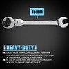 LOSCHEN 1PC 15mm Open Flex-Head Ratcheting Wrench, Metric Ratcheting Spanner