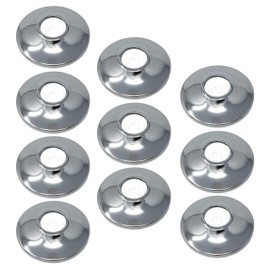 [10-Pack] PROCURU 1/2-Inch CTS Escutcheon Flange Plate Pipe Cover, Chrome-Plated Steel with SureGrip, for 1/2" Copper Pipe