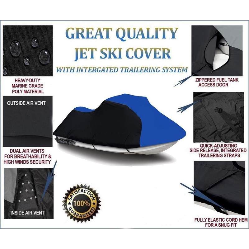 Black/Blue Heavy-Duty Cover Compatible for Sea Doo Sea-Doo Spark 2up