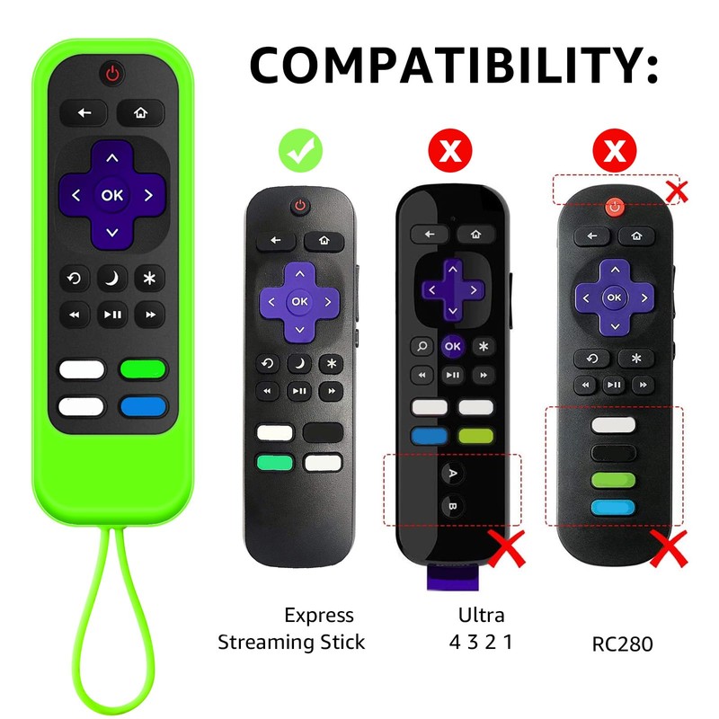 [2 Pack] Silicone remotes Cover case Compatible with TCL/Hisense-Roku Remote&