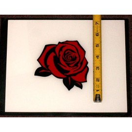 The Cyber Cave Beautiful Rose! High Quality, High Gloss 4.5" x 4.5" Vinyl Decal! - Red on Black