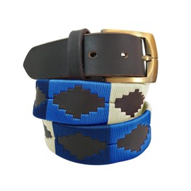 CARLOS DIAZ Mens Womens Premium Unisex Brown Leather Embroidered Designer Polo Belt (80 cm/ 30-32 Inches)