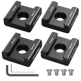 SmallRig Anti-Twist Cold Shoe Mount Adapter (4pcs) with 1/4"-20 Screws, for Flash LED Light Monitor Microphone, with Anti Twist Pins, Compatible with SmallRig Cage - 5033