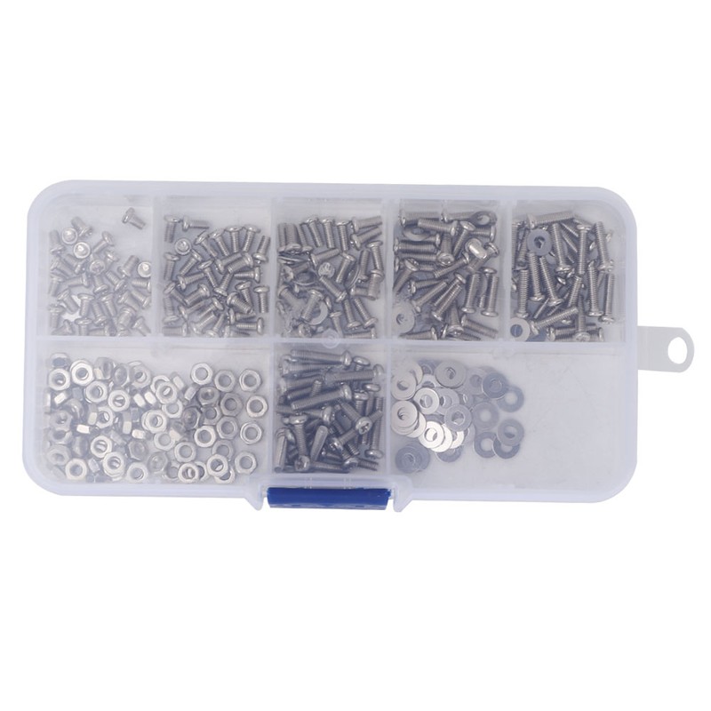 360pcs M2.5 Cross Stainless Steel Screw Bolt Nut Washer Assortment