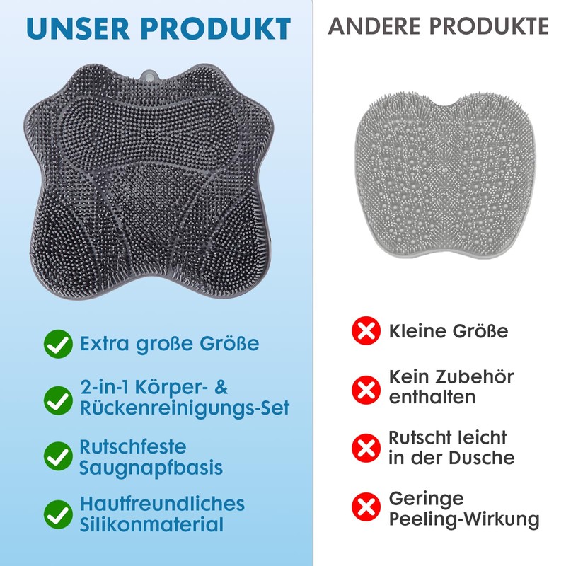 Iyxeo Set of 2 Shower Foot Brush and Back Scrubber