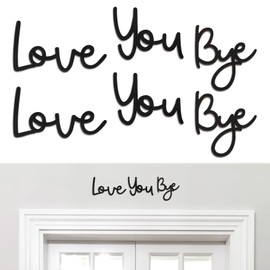 Wanmu Love You Bye Wood Sign Hallway Home Door, Love You Bye Sign Above Door Boho Decor, Wall Hanging Sign, Family Wall Art Modern Wood Decoration with Glue Point, Valentine Gift（Black）