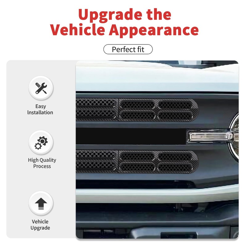 SQQP Front Grill Insert Mesh Grille Inserts Cover Kit 6Pcs