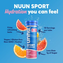 Nuun Nuun Sport Electrolyte Tablets - Dissolvable in Water, Citrus Fruit, 5 Essential Electrolytes for Hydration, 1g Sugar Drink Mix, Vegan, Non-GMO, 8 Pack (80 Total Servings)