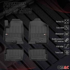 OMAC Premium Floor Mats for Kia Soul 2010-2013 Car Mats All Weather 3D Custom Fit Rubber Mat Waterproof Odorless TPE Floor Liners Laser Measured Non-Slip (Black)