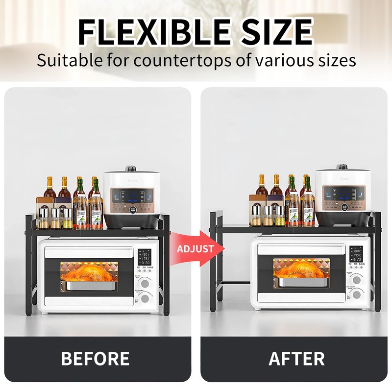 ZrgGea Microwave Stand, Microwave Oven Rack, Expandable Microwave Stand Countertop